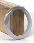 Baikalla Lavender & Oil-Green Jadeite Jade "Half Round" Bangle Bracelet (60.6mm) 