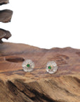 Baikalla 18K Yellow Gold "Classic Stud" Burmese Jadeite Jade Earrings W/ Diamonds & Imperial Green Jade