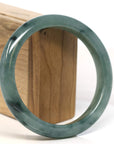 Baikalla Jewelry Jadeite Jade Bangle Bracelet Baikalla "Half Round" Blue-Green Jadeite Jade Bangle Bracelet (63.45 mm) 
