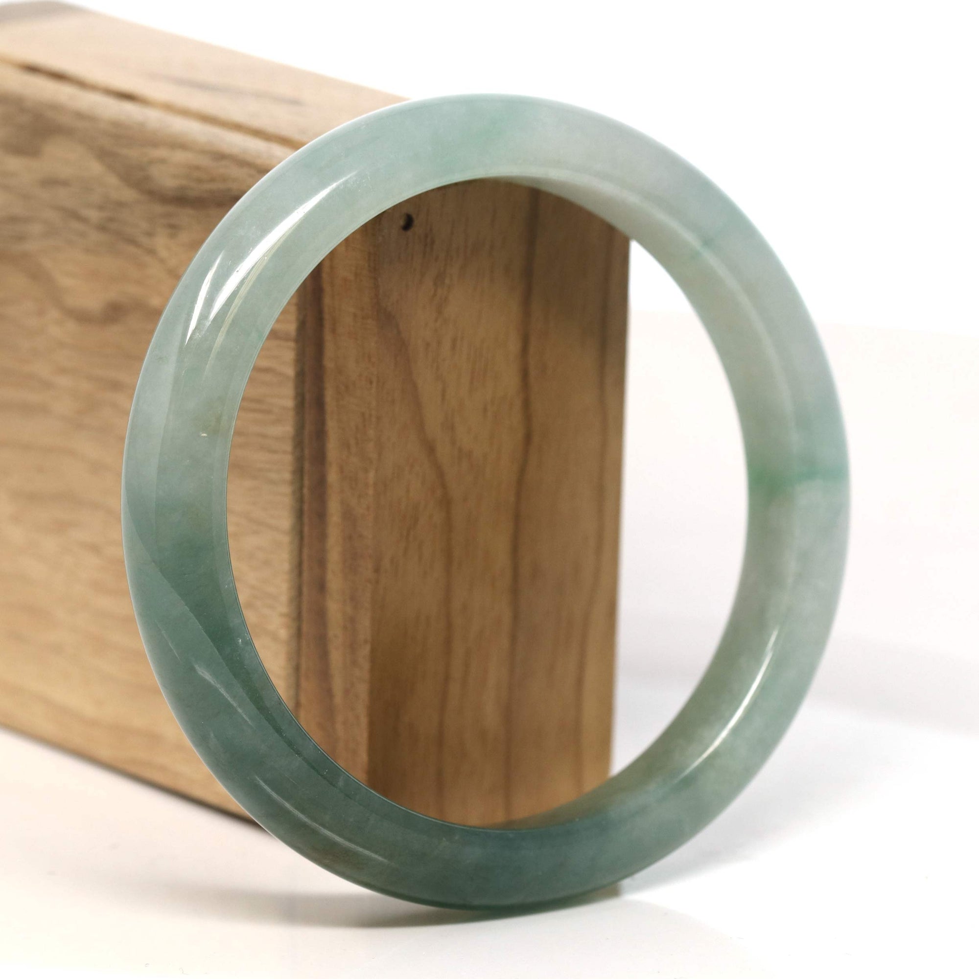 Baikalla Jewelry Jadeite Jade Bangle Bracelet Baikalla "Half Round"  Light Green Jadeite Jade Bangle Bracelet (61.8 mm) #T428