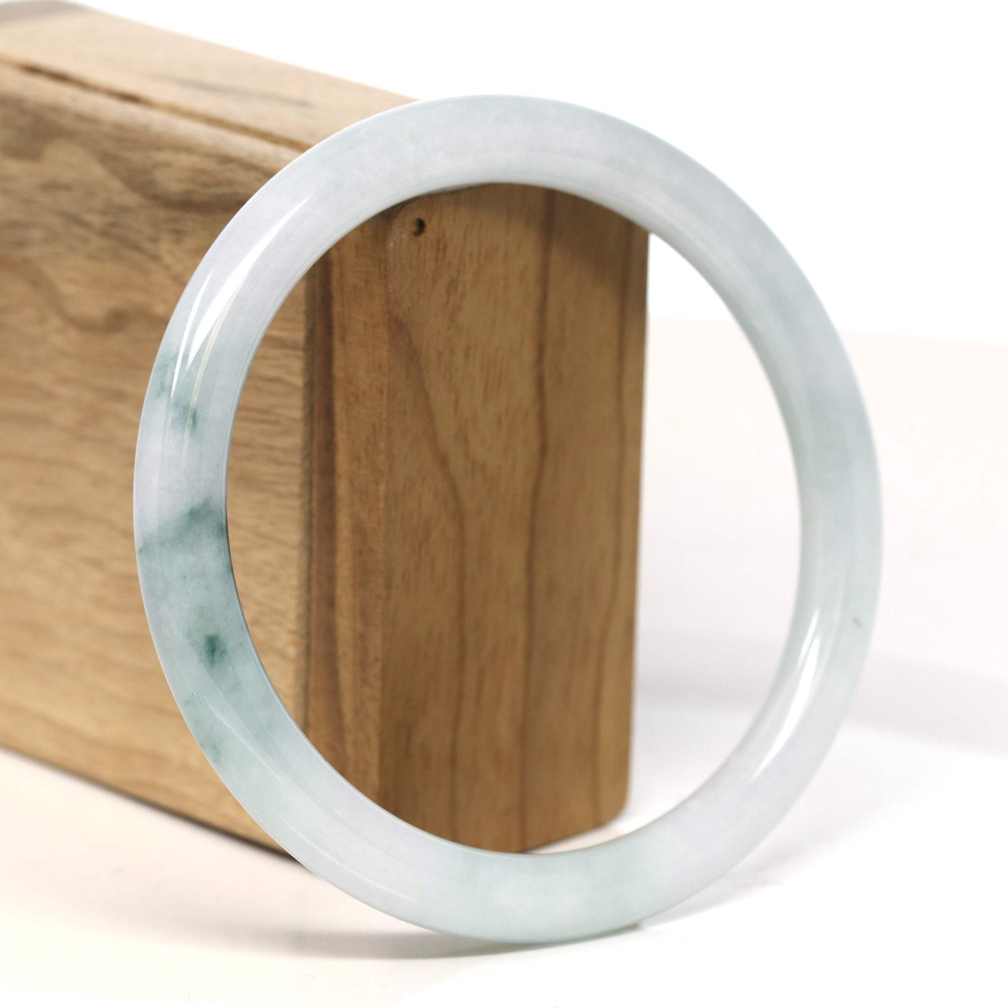 Baikalla Jewelry Jadeite Jade Bangle Bracelet "Classic Round" Blue- Green Jadeite Jade Bangle (62.3 mm) 