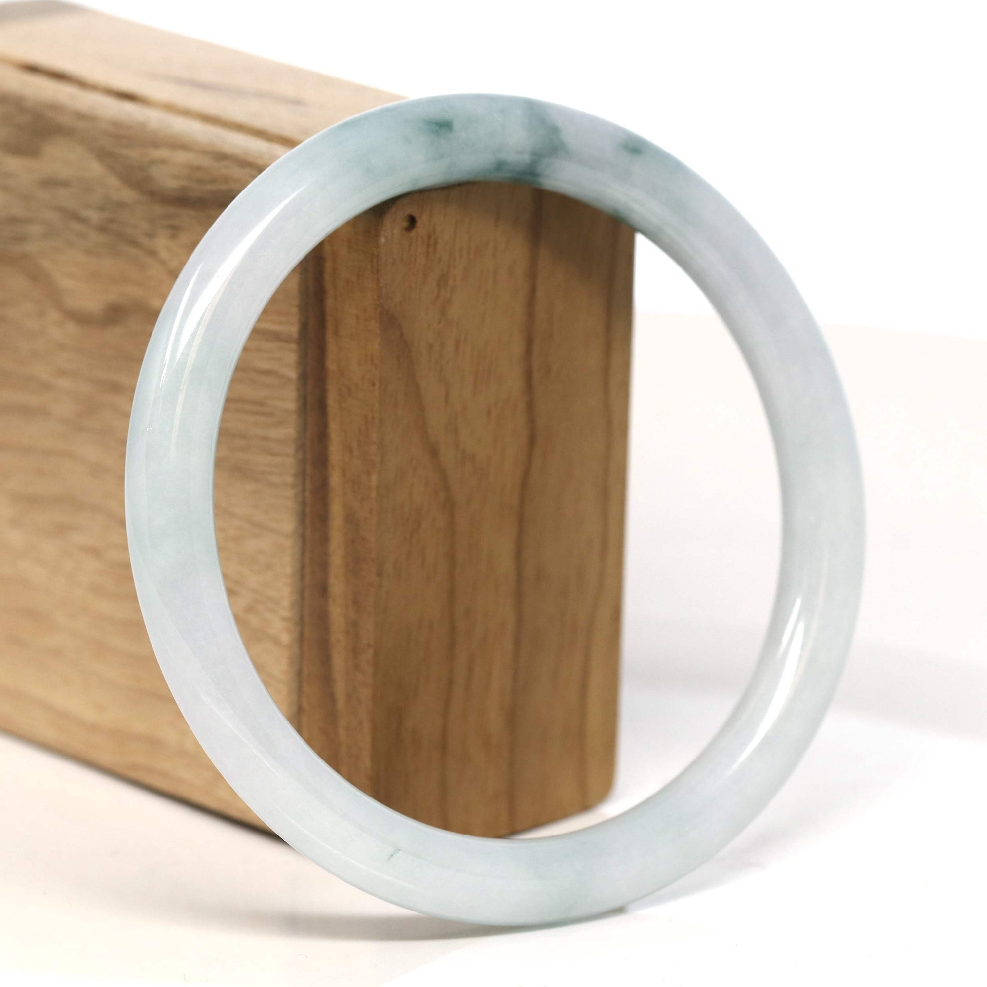 Baikalla Jewelry Jadeite Jade Bangle Bracelet "Classic Round" Blue- Green Jadeite Jade Bangle (62.3 mm) 