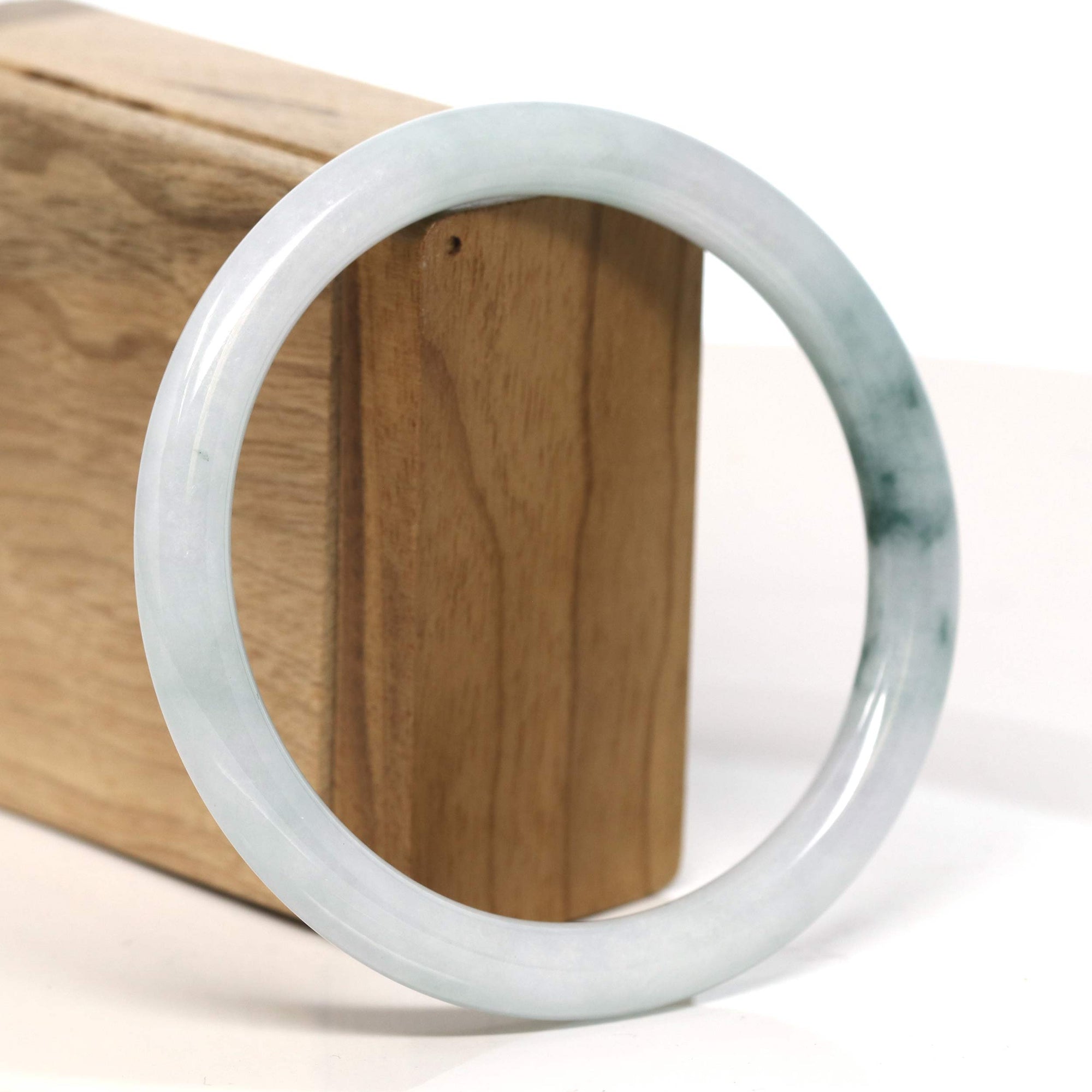 Baikalla Jewelry Jadeite Jade Bangle Bracelet "Classic Round" Blue- Green Jadeite Jade Bangle (62.3 mm) 