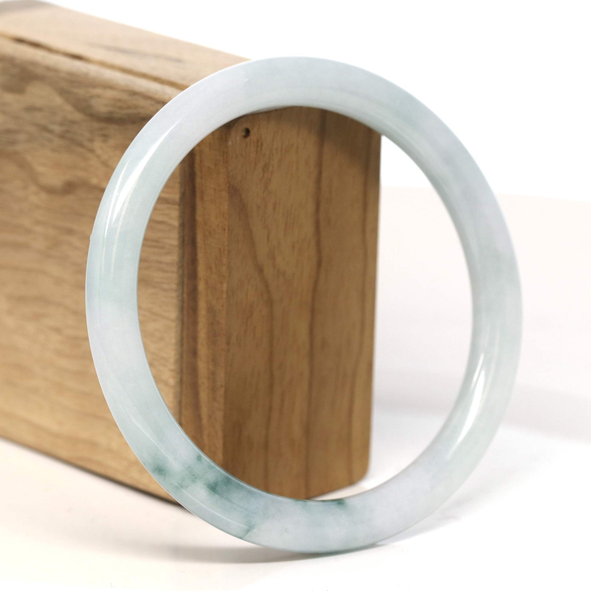 Baikalla Jewelry Jadeite Jade Bangle Bracelet "Classic Round" Blue- Green Jadeite Jade Bangle (62.3 mm) 