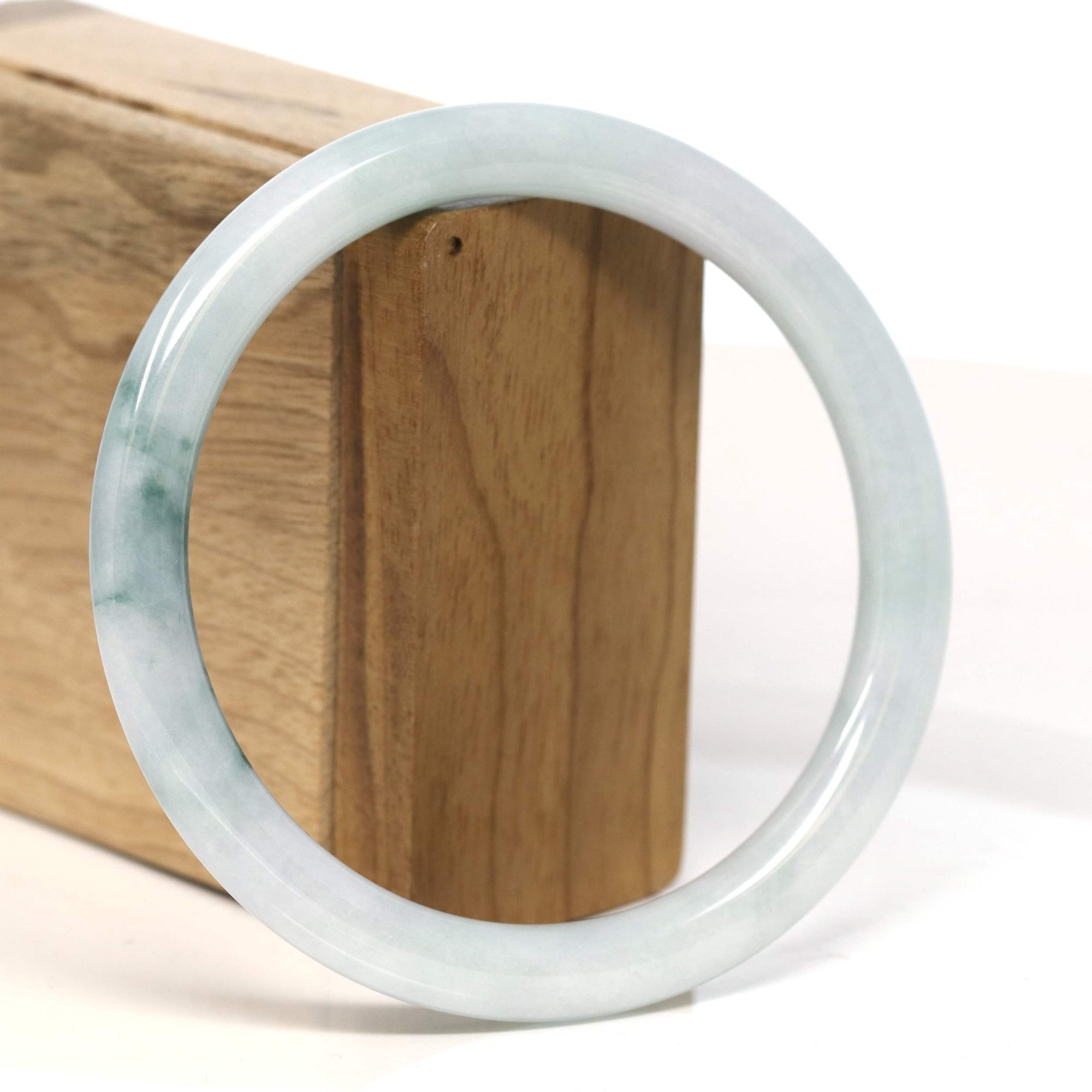 Baikalla Jewelry Jadeite Jade Bangle Bracelet "Classic Round" Blue- Green Jadeite Jade Bangle (62.3 mm) 