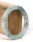 Baikalla Jewelry Jadeite Jade Bangle Bracelet "Classic Princess Half Round" Blue- Green Jadeite Jade Bangle (57.5 mm) 