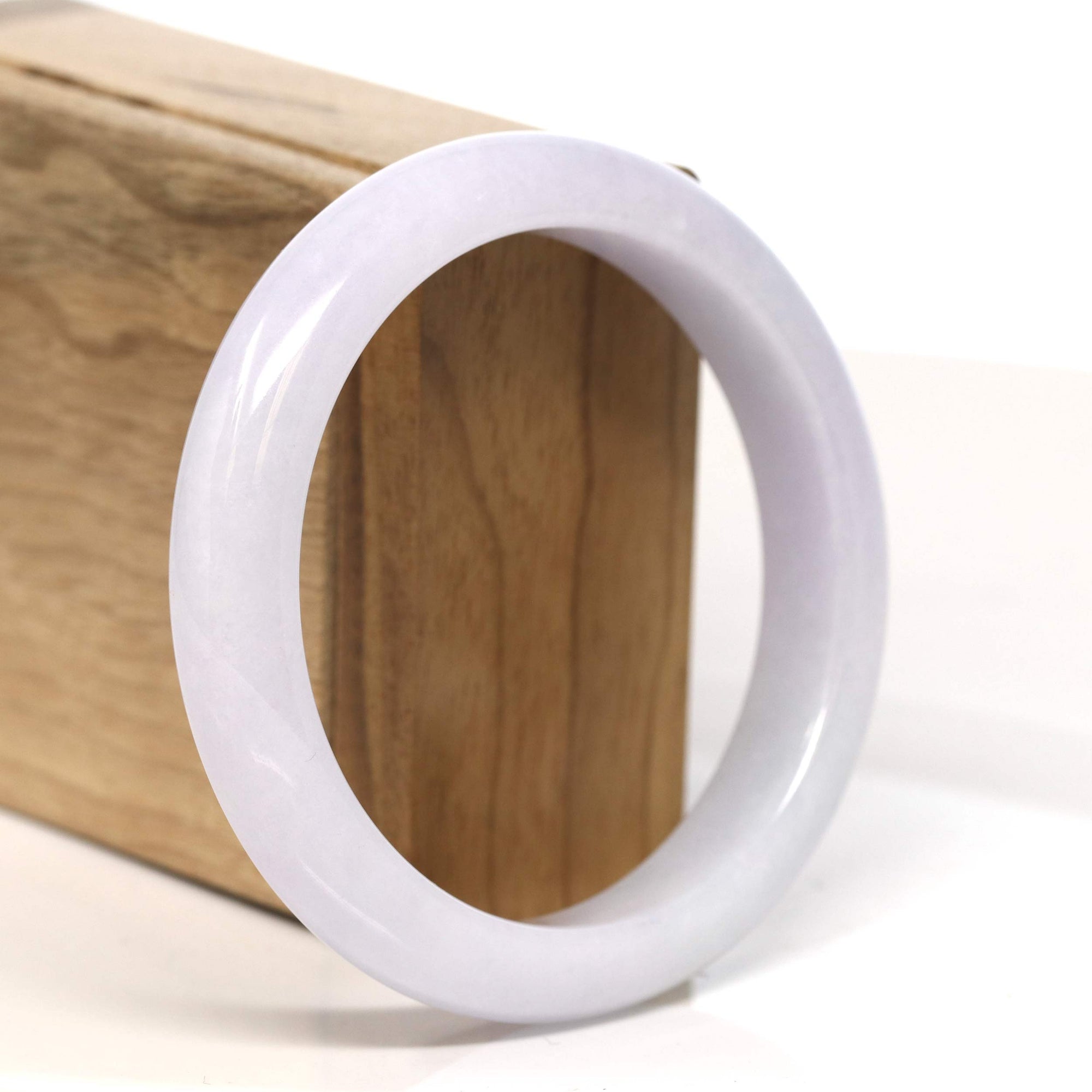 Baikalla Jewelry Jadeite Jade Bangle Bracelet Baikalla "Half Round" Light Lavender Jadeite Jade Bangle Bracelet (58.8 mm) #T462
