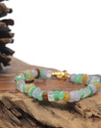 Baikalla Multi-Color Jadeite Jade Free-Form Bead Bracelet W/ CZ & Yellow Gold Plated Clasp (8.5mm)