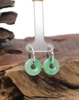 Baikalla 18k White Gold Icy Vibrant Apple-Green "Ping An Kou" Burmese Jadeite Jade Bamboo Hoop Earrings