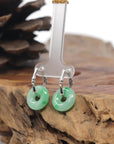 Baikalla 18k White Gold Icy Vibrant Apple-Green "Ping An Kou" Burmese Jadeite Jade Bamboo Hoop Earrings