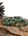 Baikalla Natural Deep Green Nephrite Jade & Citrine Bead Bracelet