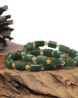 Baikalla Natural Deep Green Nephrite Jade & Citrine Bead Bracelet