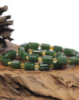 Baikalla Natural Deep Green Nephrite Jade & Citrine Bead Bracelet