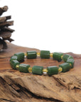 Baikalla Natural Deep Green Nephrite Jade & Citrine Bead Bracelet