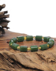 Baikalla Natural Deep Green Nephrite Jade & Citrine Bead Bracelet
