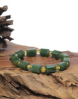Baikalla Natural Deep Green Nephrite Jade & Citrine Bead Bracelet