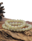 Baikalla Icy Yellow Jadeite Jade Round Bead Bracelet (7.5mm)