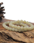 Baikalla Icy Yellow Jadeite Jade Round Bead Bracelet (7.5mm)