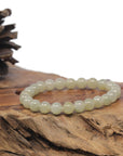 Baikalla Icy Yellow Jadeite Jade Round Bead Bracelet (7.5mm)