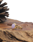 Baikalla 18k Yellow Gold Natural Lavender Burmese Jadeite Jade Ring 