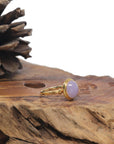 Baikalla 18k Yellow Gold Natural Lavender Burmese Jadeite Jade Ring 