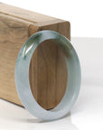Baikalla Light Blue-Green W/ Yellow-ish Green Patch Jadeite Jade Oval Bangle (54.3mm) 