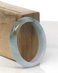 Baikalla Light Blue-Green W/ Yellow-ish Green Patch Jadeite Jade Oval Bangle (54.3mm) 