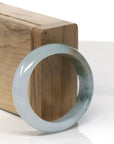 Baikalla Light Blue-Green W/ Yellow-ish Green Patch Jadeite Jade Oval Bangle (54.3mm) 
