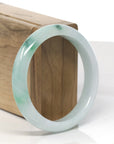 Baikalla Light Green W/ Vibrant Green Flowers Jadeite Jade "Half Round" Bangle Bracelet (58.2mm) 