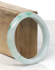 Baikalla Light Green W/ Vibrant Green Flowers Jadeite Jade "Half Round" Bangle Bracelet (58.2mm) 