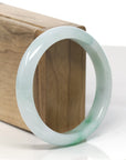 Baikalla Light Green W/ Vibrant Green Flowers Jadeite Jade "Half Round" Bangle Bracelet (58.2mm) 