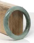 Baikalla Oil-Green Jadeite Jade "Half Round" Bangle Bracelet (57.7mm) 