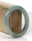 Baikalla Oil-Green Jadeite Jade "Half Round" Bangle Bracelet (57.7mm) 