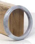 Baikalla Lavender W/ Grey Wuji Jadeite Jade "Half Round" Bangle Bracelet (62.2mm) 