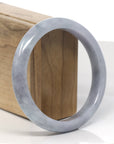 Baikalla Lavender W/ Grey Wuji Jadeite Jade "Half Round" Bangle Bracelet (62.2mm) 