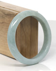 Baikalla Light Green Jadeite Jade "Half Round" Bangle Bracelet (59mm) 