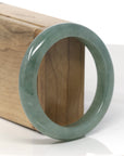 Baikalla Oil-Green Jadeite Jade "Half Round" Bangle Bracelet (56.5mm) 