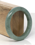 Baikalla Oil-Green Jadeite Jade "Half Round" Bangle Bracelet (56.5mm) 