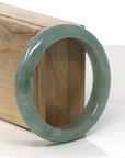 Baikalla Oil-Green Jadeite Jade "Half Round" Bangle Bracelet (56.5mm) 
