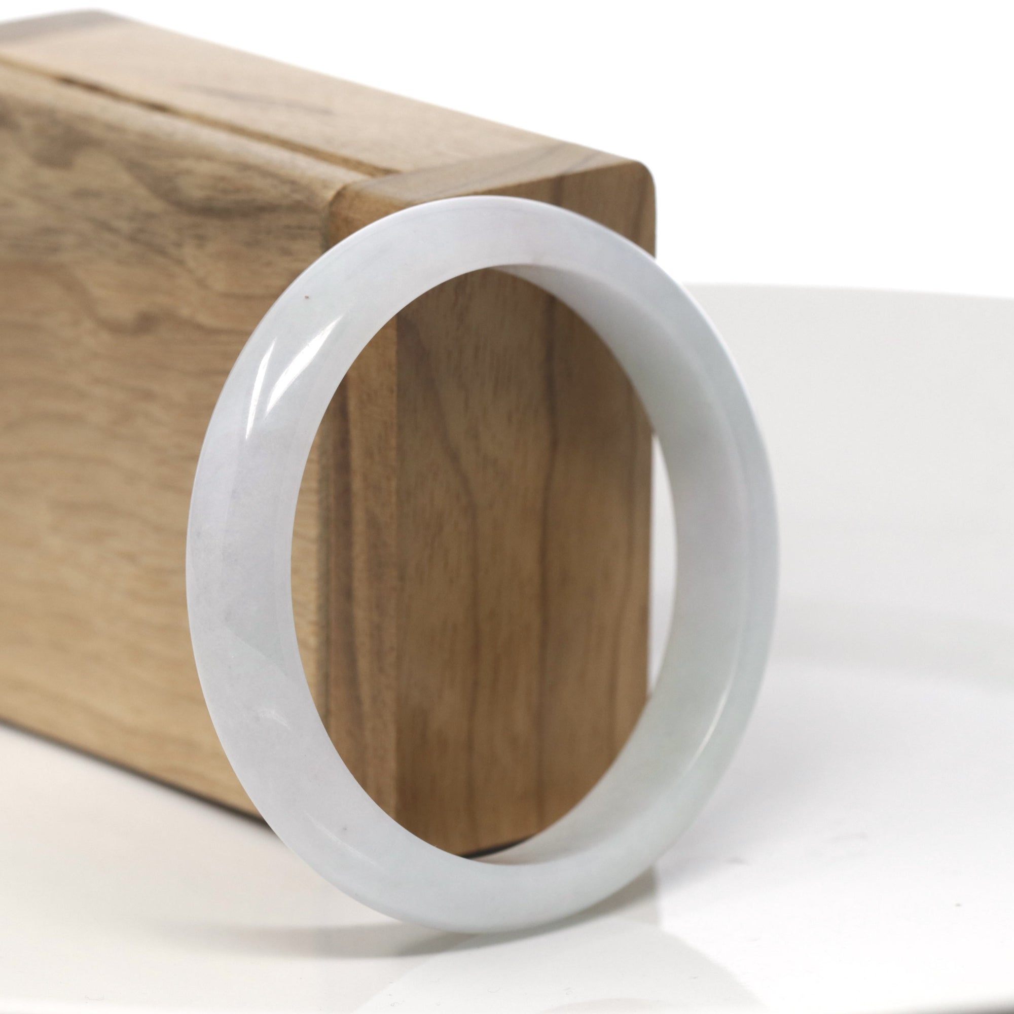 Baikalla White-Lavender &amp; Light Green Jadeite Jade &quot;Half Round&quot; Bangle Bracelet (57mm) 