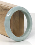 Baikalla Light Blue-Green Jadeite Jade "Half Round" Bangle Bracelet (58.3mm) 