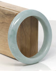 Baikalla Light Blue-Green Jadeite Jade "Half Round" Bangle Bracelet (58.3mm) 