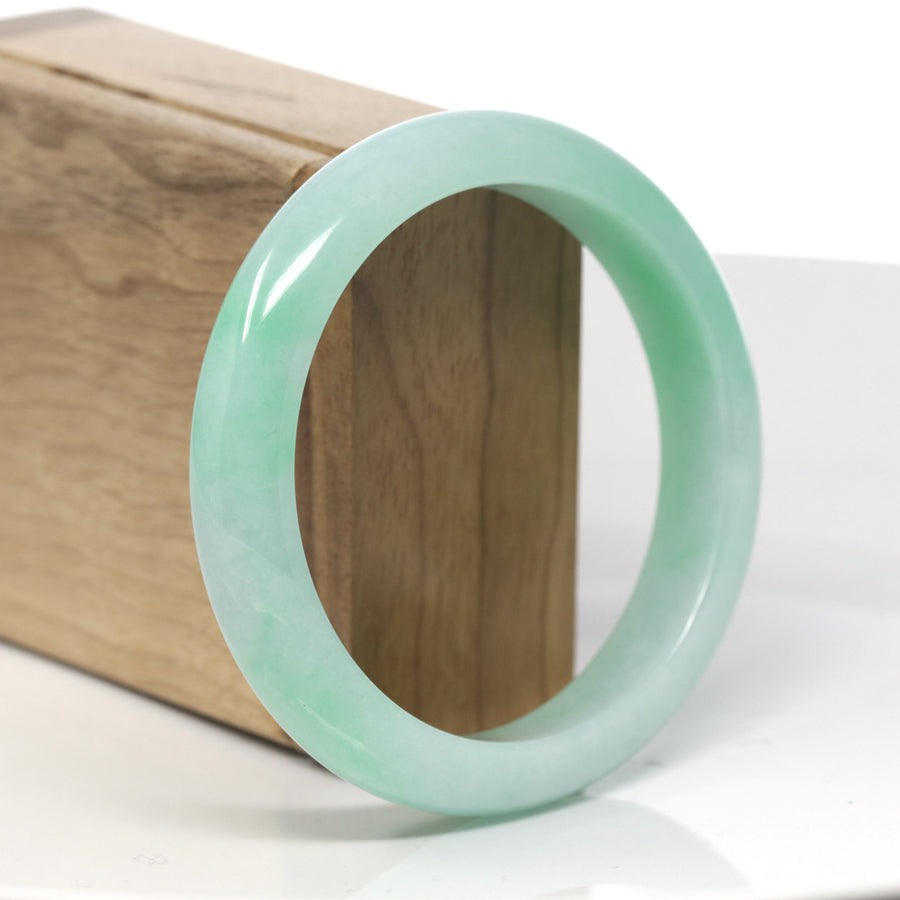 Baikalla Vibrant Apple-Green Jadeite Jade "Half Round" Bangle Bracelet (59.8mm) #TT291 GIA #6237702047
