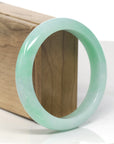 Baikalla Vibrant Apple-Green Jadeite Jade "Half Round" Bangle Bracelet (59.8mm) 