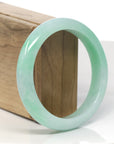Baikalla Vibrant Apple-Green Jadeite Jade "Half Round" Bangle Bracelet (59.8mm) 