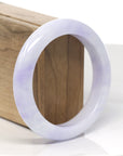Baikalla "Vixen" Purple & Light Lavender Jadeite Jade "Half Round" Bangle Bracelet (57.8mm) 