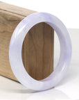 Baikalla "Vixen" Purple & Light Lavender Jadeite Jade "Half Round" Bangle Bracelet (57.8mm) 
