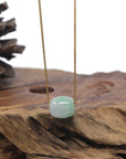 Baikalla "Good Luck Button" Light Icy White & Apple-Green Jadeite Jade TongTong Pendant Necklace