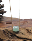 Baikalla "Good Luck Button" Light Icy White & Apple-Green Jadeite Jade TongTong Pendant Necklace