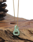 Baikalla "Double Heart KouKou" Light Apple-Green Jadeite Jade Pendant Necklace